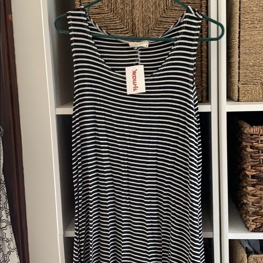 Black and white striped dress